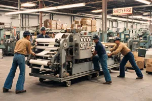 Vintage narrow-web label press installation